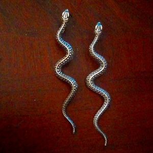 Beautiful LONG Sterling Silver Snake 🐍 pierced earrings 3" long